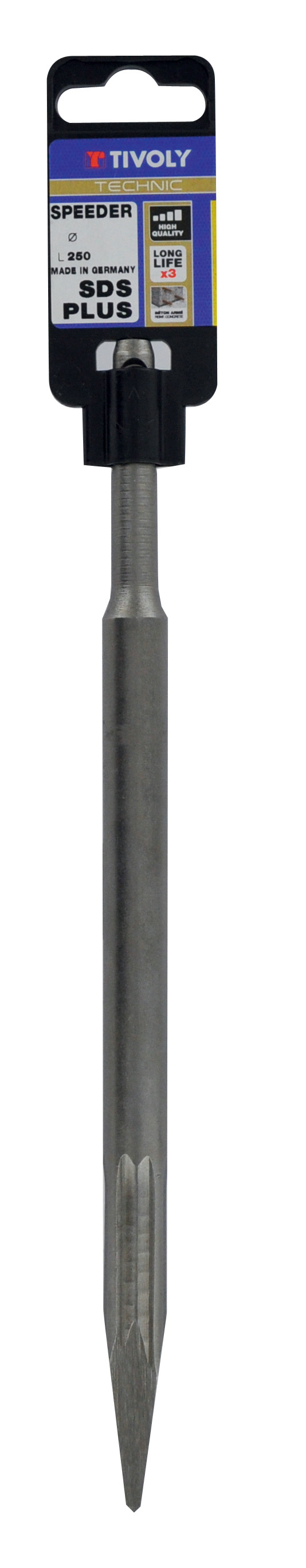 Pic pointu L250mm -SDS+ (Attache plastique) / L: 250 Ø: 14 TIVOLY - 10901530009