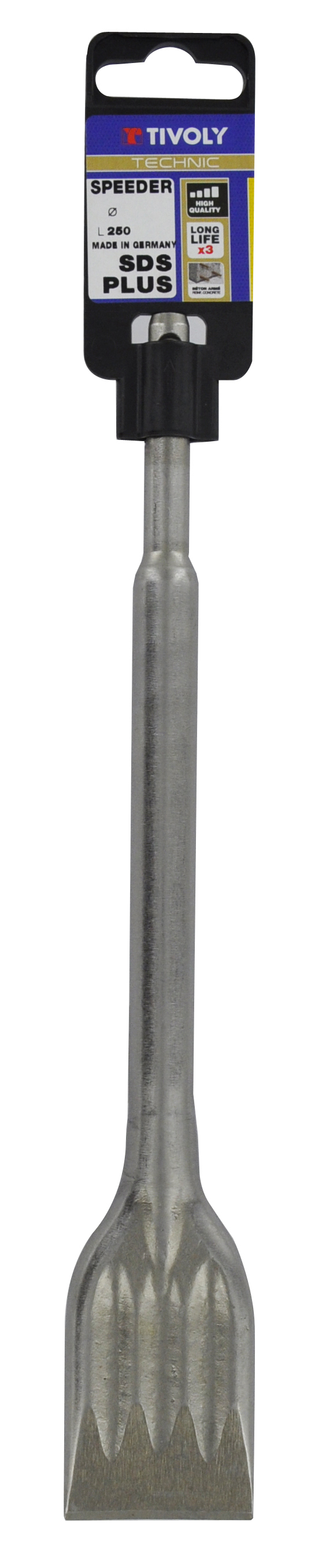Burin plat L40x250mm -SDS+ (Clip SDS brochable) / L: 250 Ø: 40 TIVOLY - 10901530011