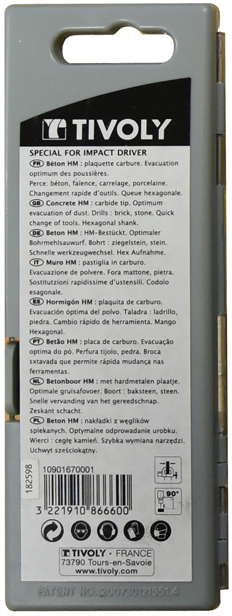 5 forets béton queue hexagonale Ø 3 à 8mm TIVOLY - 10901670001