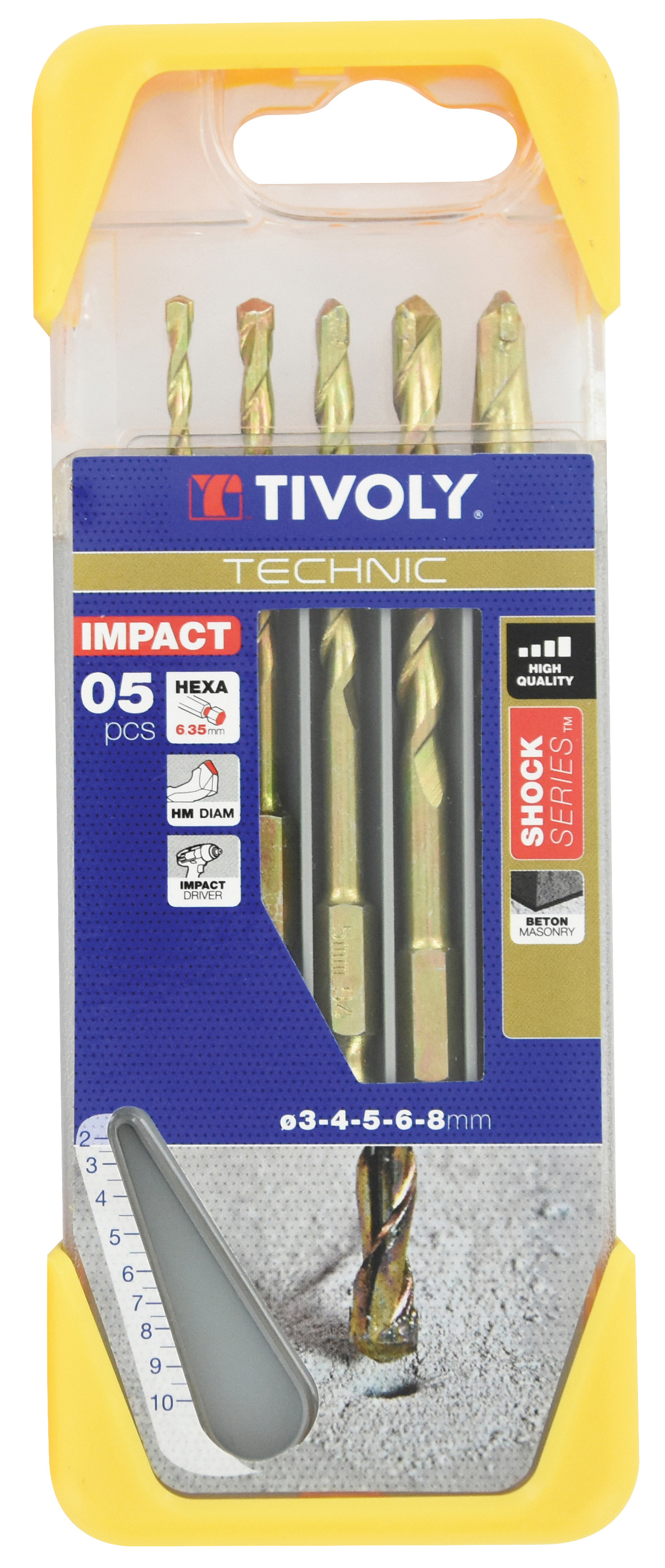 5 forets béton queue hexagonale shock serie Ø 3 à 8mm TIVOLY - 10901670002