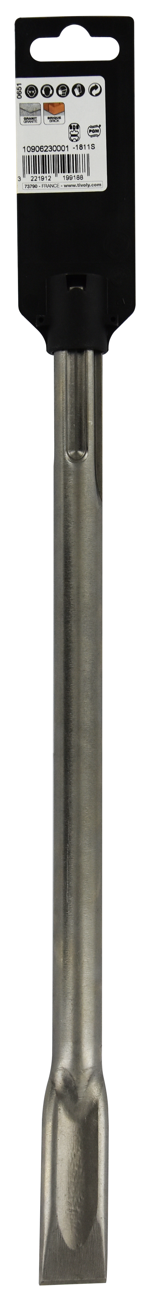 Burin plat L400mm -SDS max (Clip SDS brochable) / L: 400 Ø: 25 TIVOLY - 10906230001