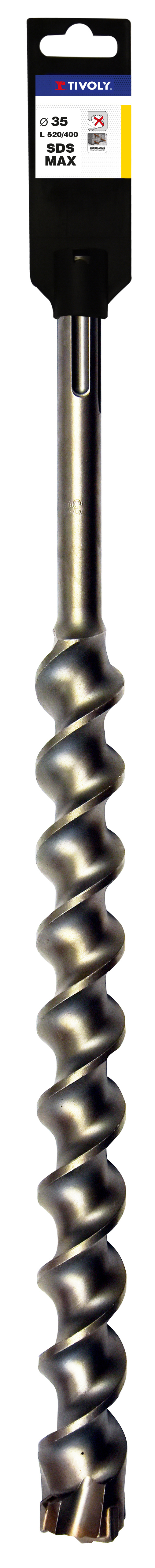 Foret bétons HAMMER4 -L540mm -SDS MAX (Clip SDS brochable) / L: 540 Ø: 40 TIVOLY - 10906634000