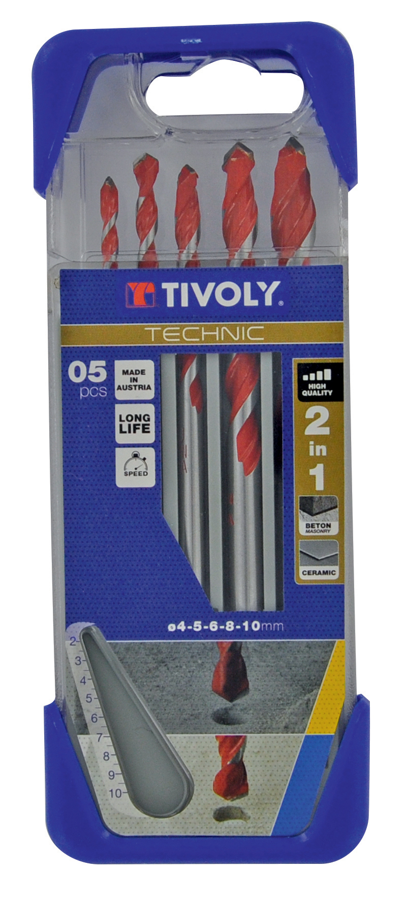 5 forets 2en1 béton carrelage Ø 4 à 10mm TIVOLY - 10913070002