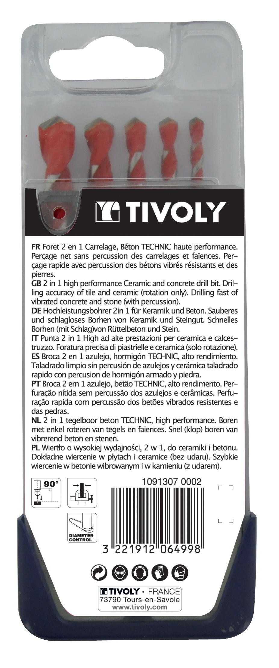 5 forets 2en1 béton carrelage Ø 4 à 10mm TIVOLY - 10913070002