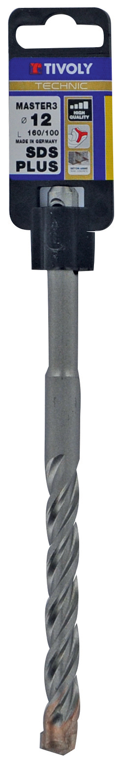 Foret bétons 3 taillants MASTER3 -L160mm -Pointe de centrage -Triple goujures -SDS+ / L: 160 Ø: 8 TIVOLY - 10922830800