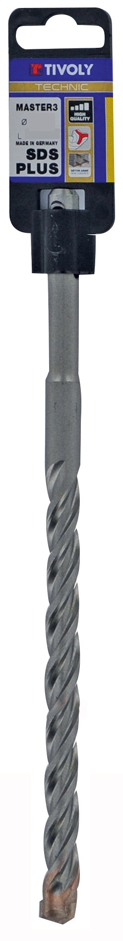 Foret bétons 3 taillants MASTER3 -L210mm -Pointe de centrage -Triple goujures -SDS+ / L: 210 Ø: 12 TIVOLY - 10922931200