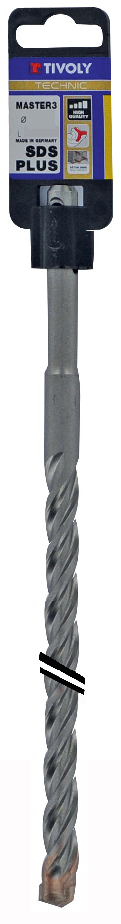 Foret bétons 3 taillants MASTER3 -L450mm -Pointe de centrage -Triple goujures -SDS+ / L: 450 Ø: 14 TIVOLY - 10923931400
