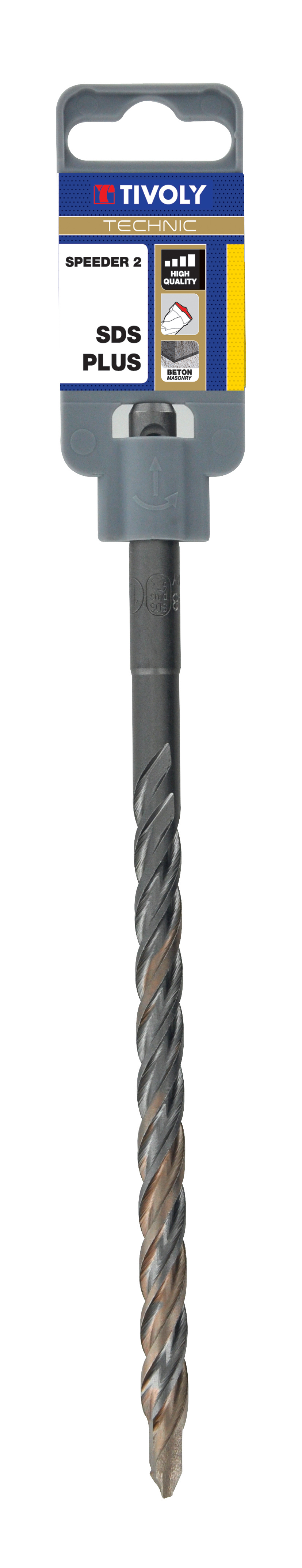 Foret bétons 2 taillants SPEEDER2 -L210mm -Pointe de centrage -Quadruple goujures -SDS+ / L: 210 Ø: 14 TIVOLY - 10931231400