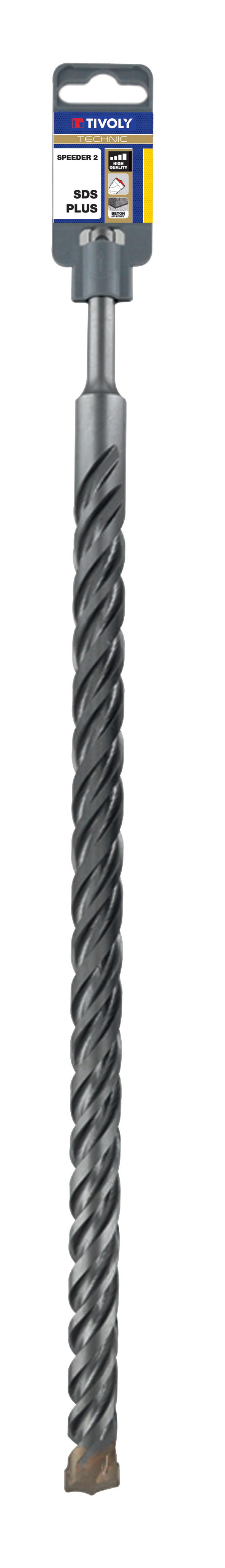 Foret bétons 2 taillants SPEEDER2 -L460mm -Pointe de centrage -Quadruple goujures -SDS+ / L: 460 Ø: 12 TIVOLY - 10931431200