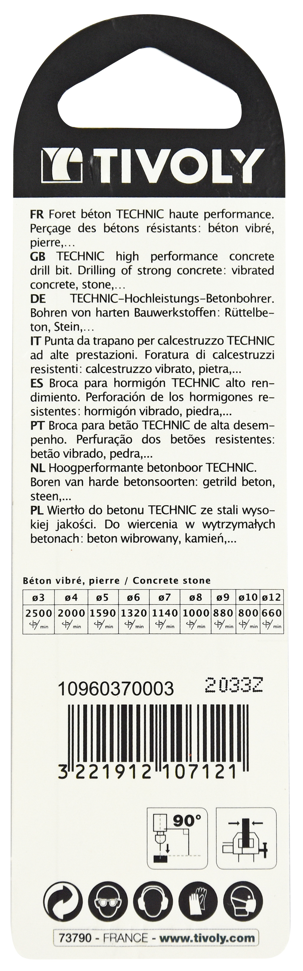 3 forets béton gradués SLR Ø 5 à 8mm TIVOLY - 10960370003