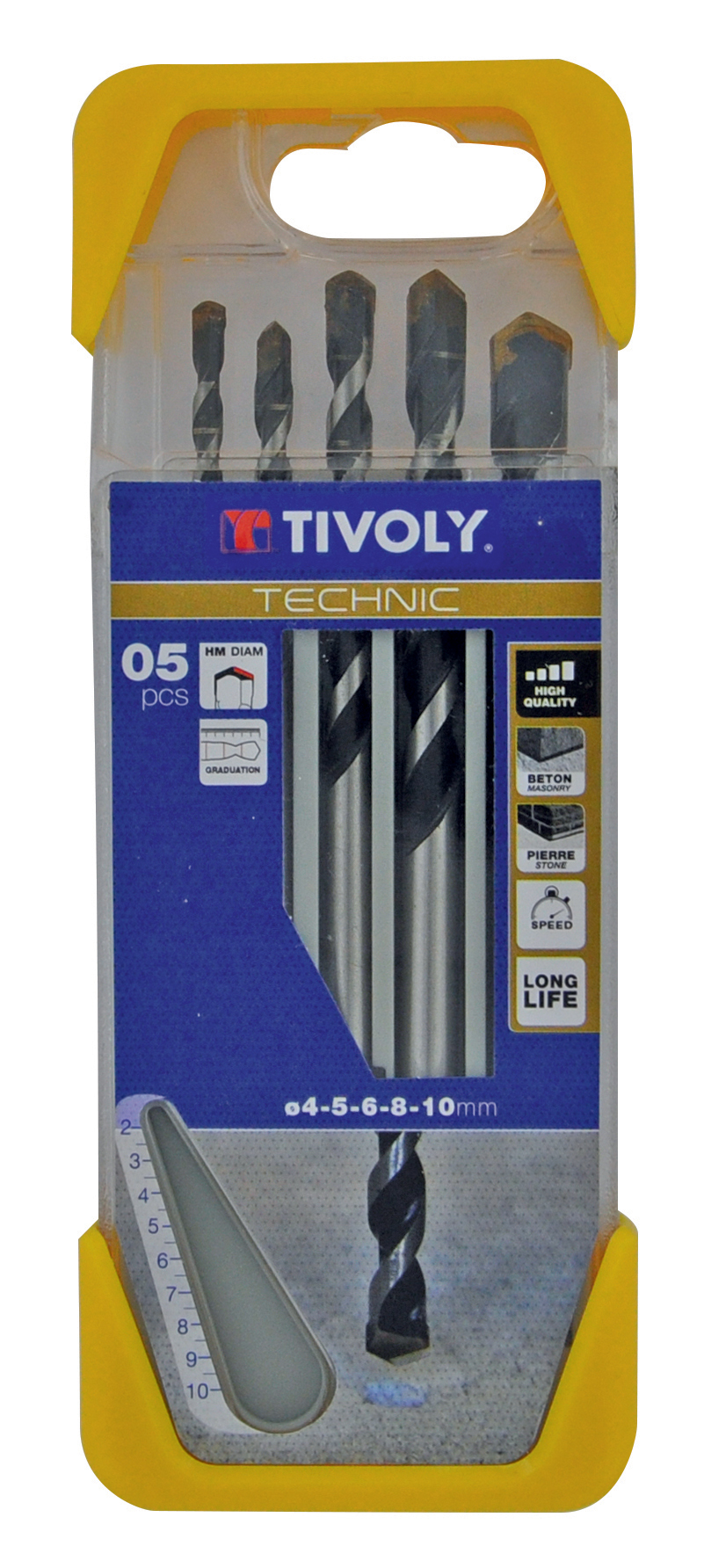 5 forets béton gradués SLR Ø 4 à 10mm TIVOLY - 10960370033