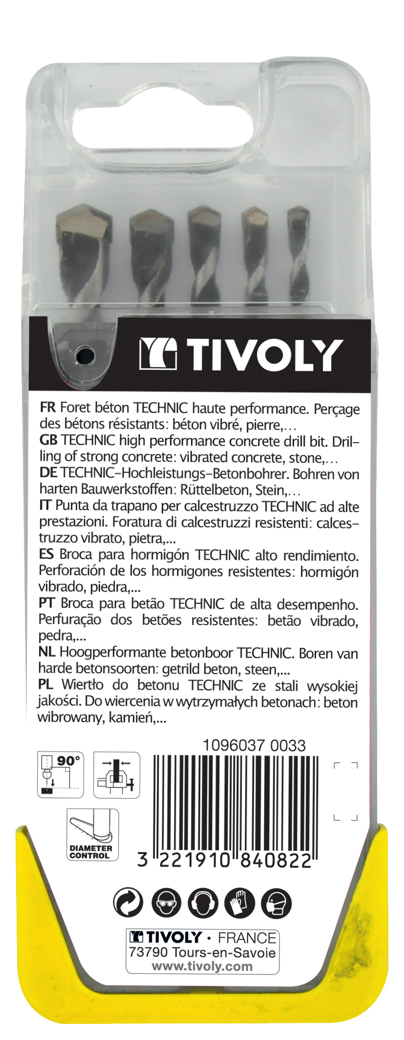 5 forets béton gradués SLR Ø 4 à 10mm TIVOLY - 10960370033