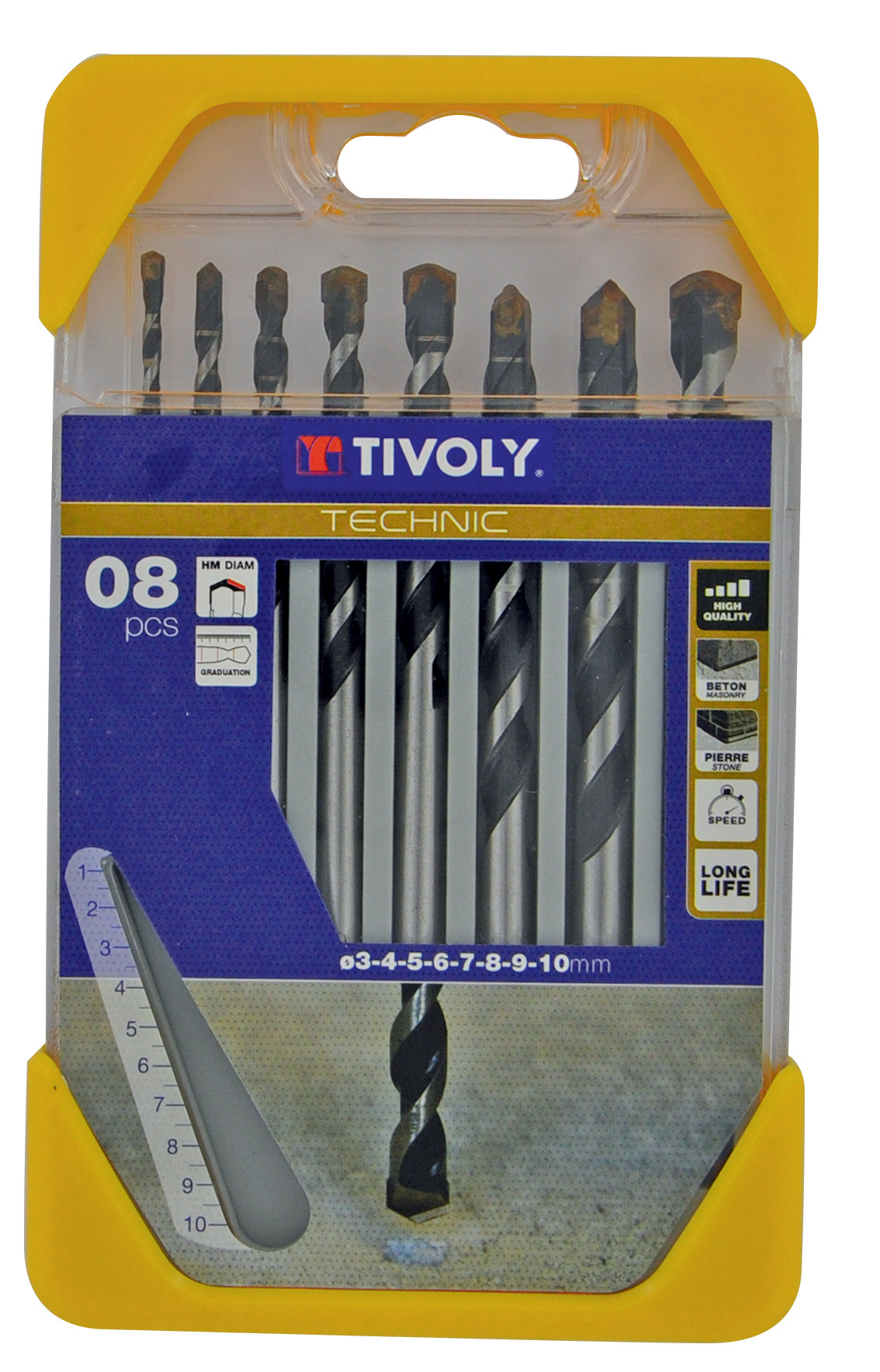8 forets béton gradués SLR Ø 3 à 10mm TIVOLY - 10960370034