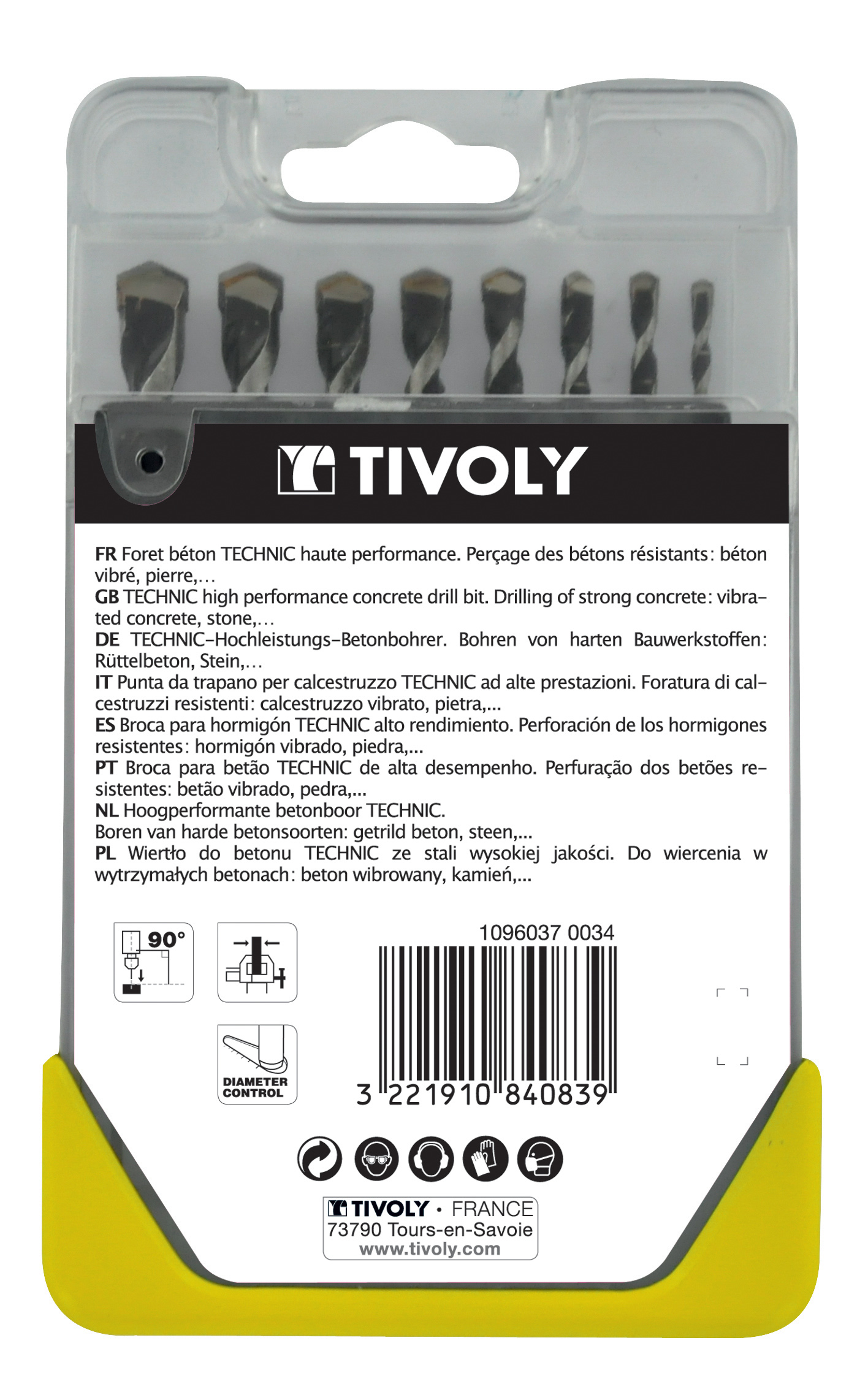 8 forets béton gradués SLR Ø 3 à 10mm TIVOLY - 10960370034