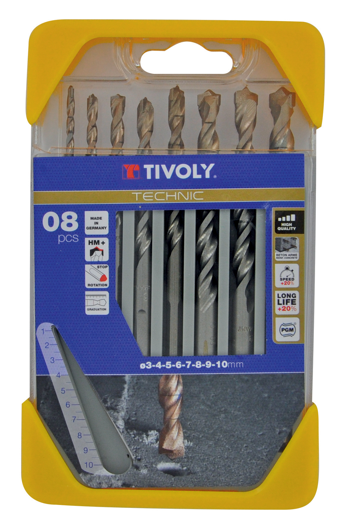 8 forets béton gradués SLR Ø 3 à 10mm TIVOLY - 10960570001