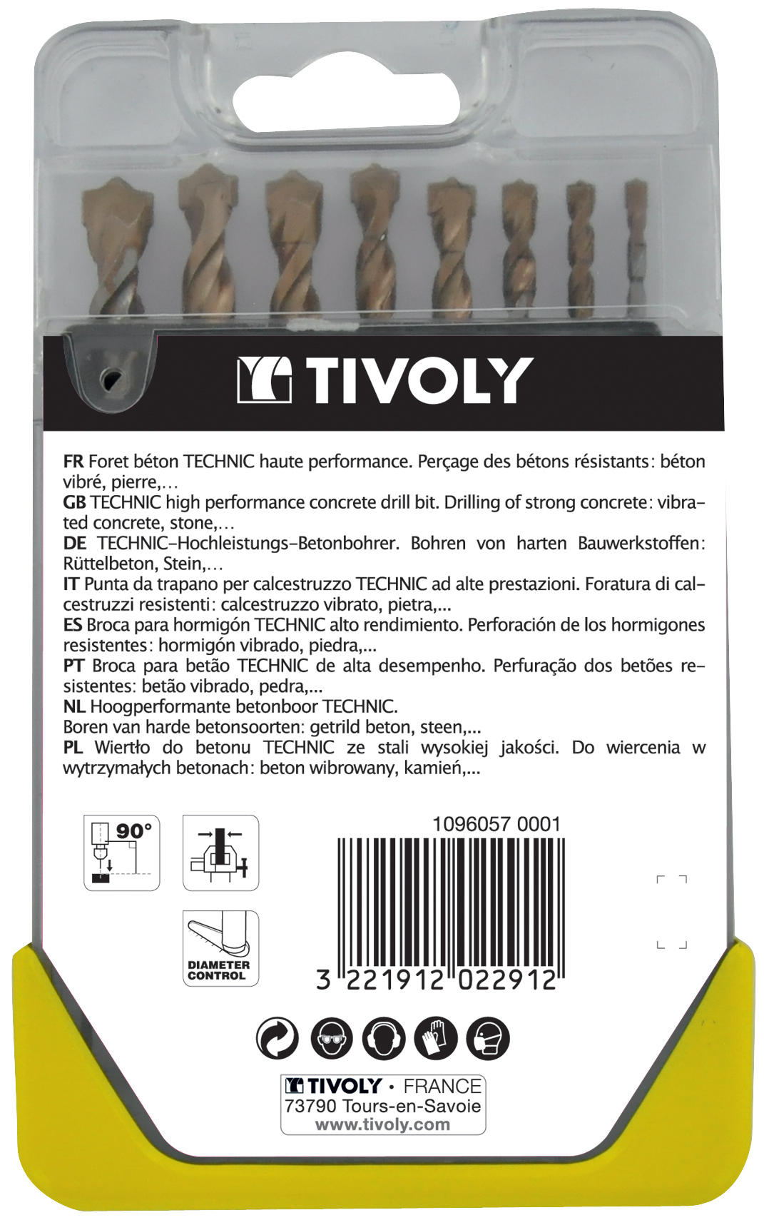 8 forets béton gradués SLR Ø 3 à 10mm TIVOLY - 10960570001