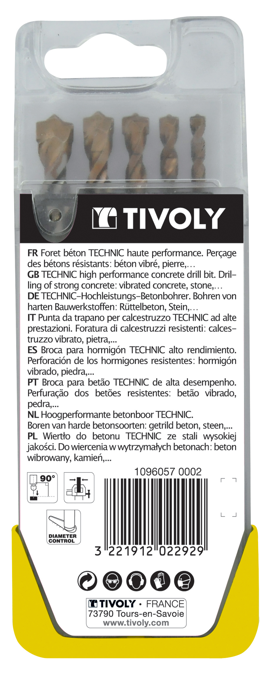 5 forets béton gradués SLR Ø 4 à 10mm TIVOLY - 10960570002