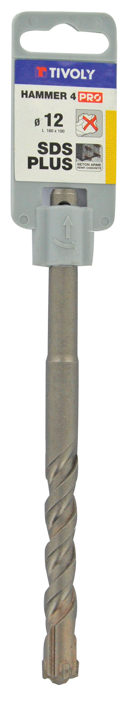 Foret bétons 4 taillants HAMMER4 -SDS+ -L160mm / L: 160 Ø: 14 TIVOLY - 10981131400