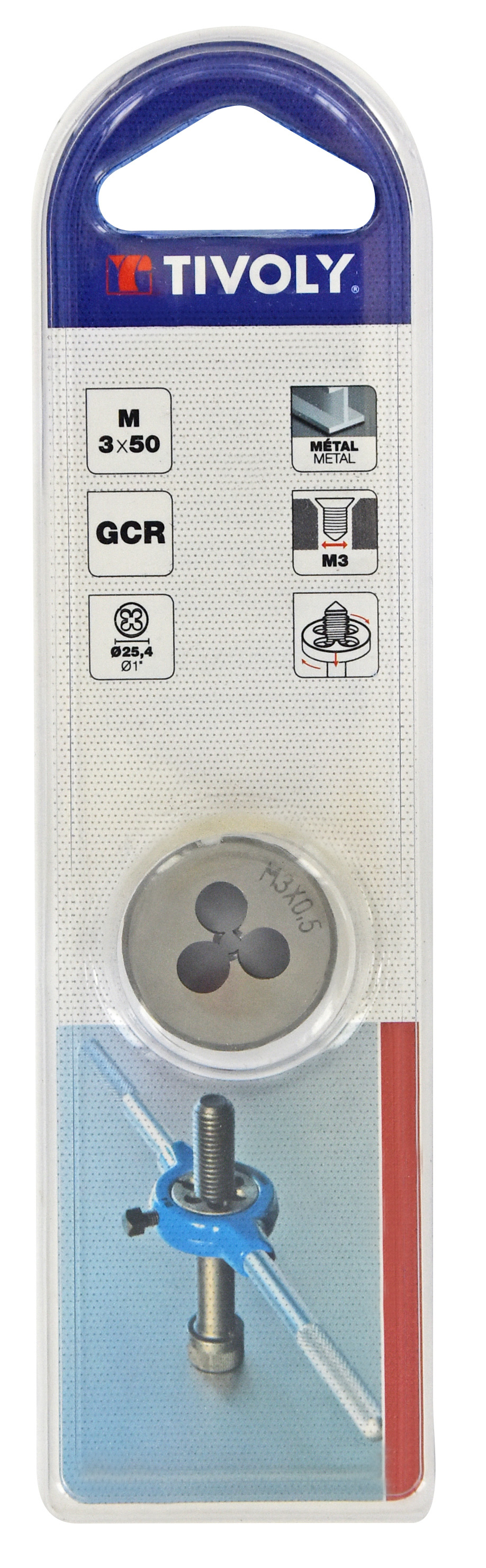 Filière acier au chrome -NFE74001 -M -Forme C - / Ø: M3 / P:50 / Cage: 25.4 TIVOLY - 1100012030050