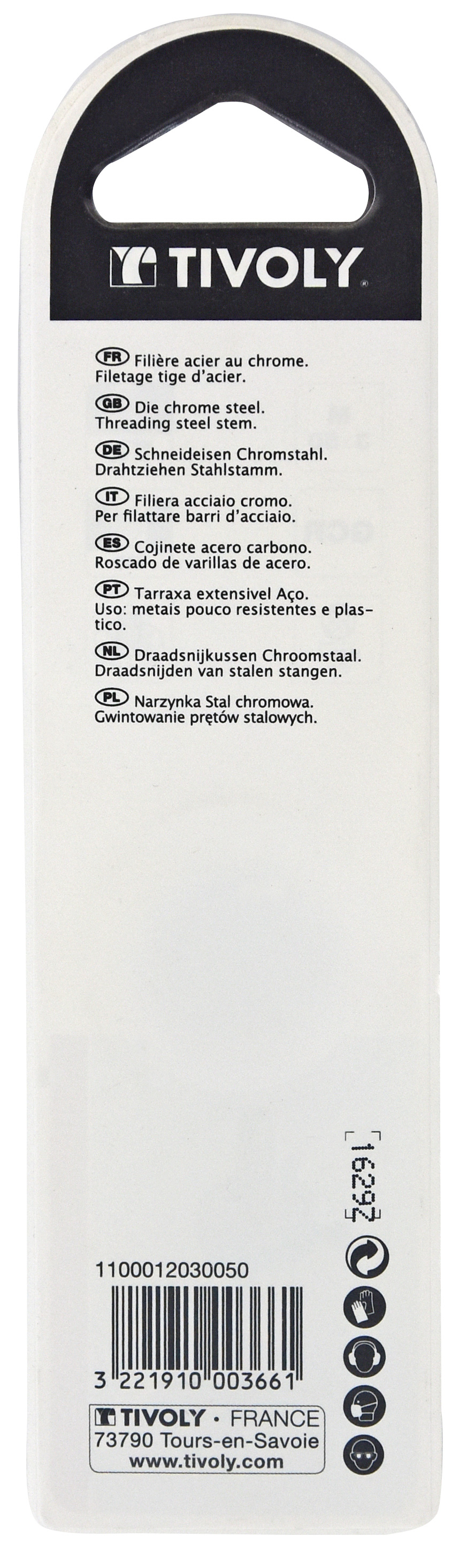 Filière acier au chrome -NFE74001 -M -Forme C - / Ø: M3 / P:50 / Cage: 25.4 TIVOLY - 1100012030050