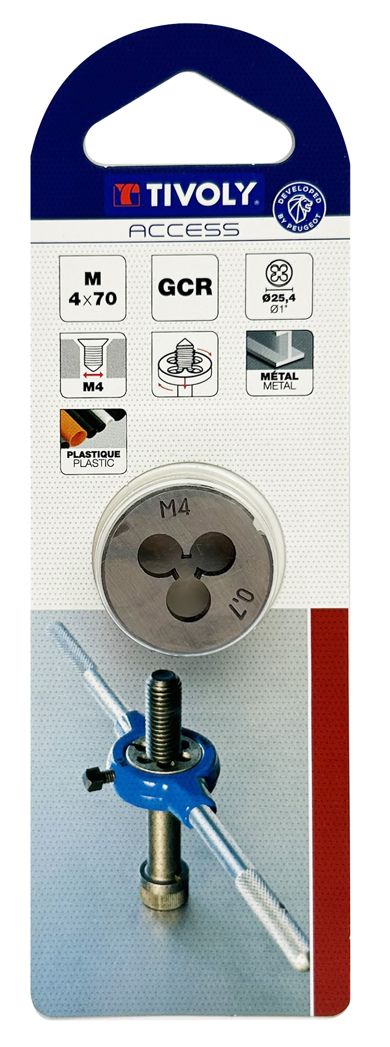 Filière acier au chrome -NFE74001 -M -Forme C - / Ø: M4 / P:70 / Cage: 25.4 TIVOLY - 1100012040070