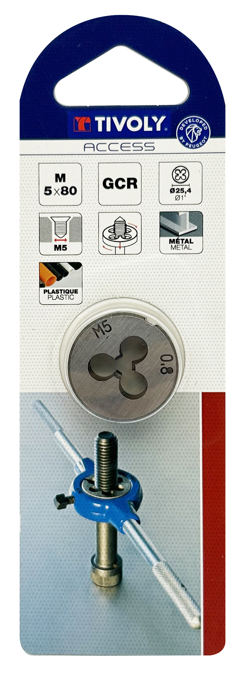 Filière acier au chrome -NFE74001 -M -Forme C - / Ø: M5 / P:80 / Cage: 25.4 TIVOLY - 1100012050080