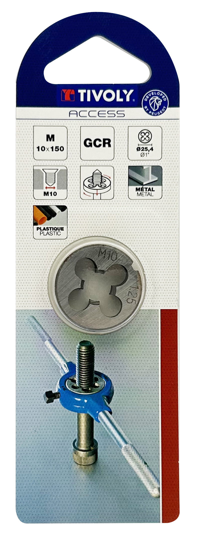 Filière acier au chrome -NFE74001 -M -Forme C - / Ø: M8 / P:125 / Cage: 25.4 TIVOLY - 1100012080125