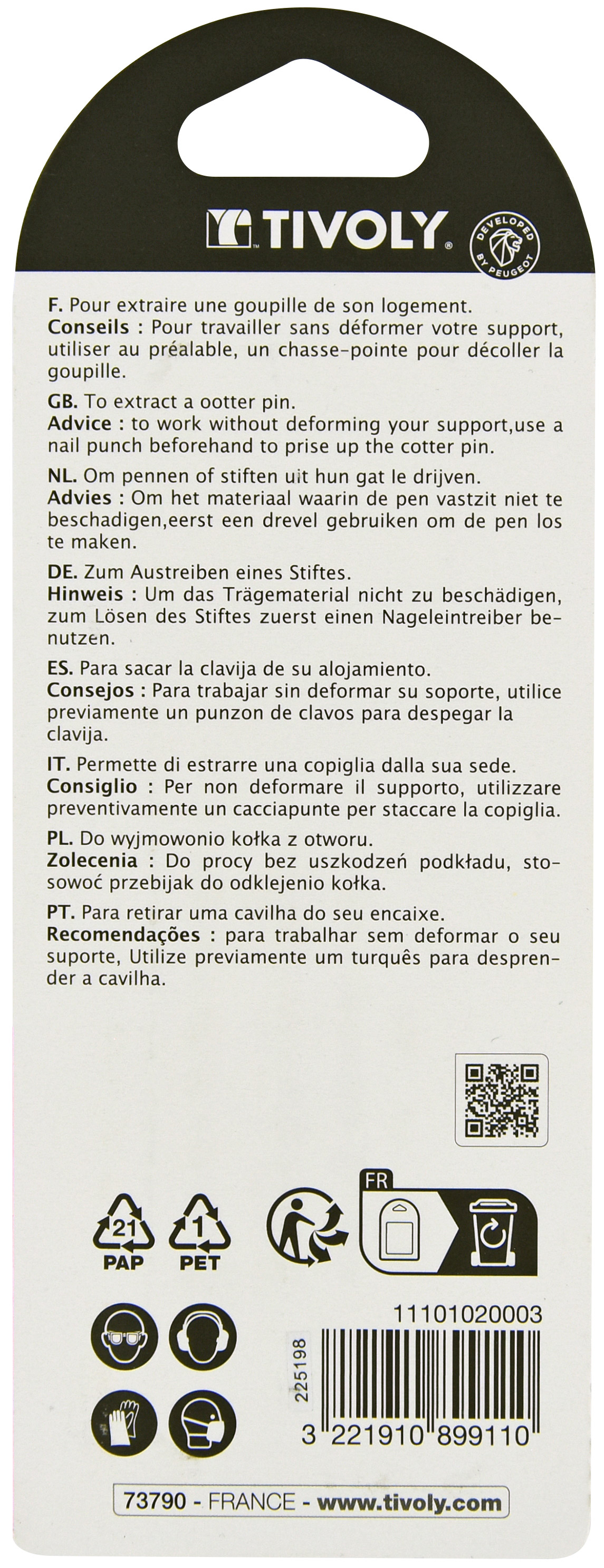 Chasse goupilles Ø 5-6-8 TIVOLY - 11101020002