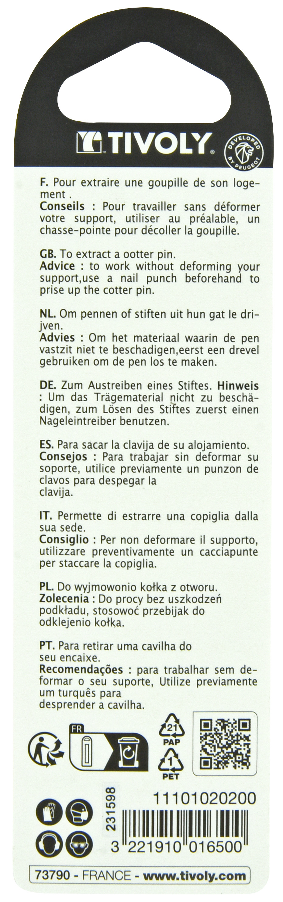 Chasse goupilles Ø 3 TIVOLY - 11101020300