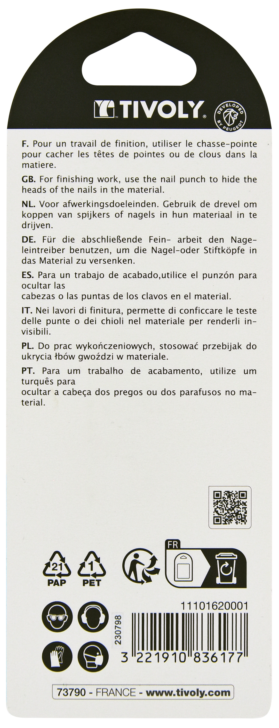 Chasse pointes Ø 2-3-4-5 TIVOLY - 11101620001