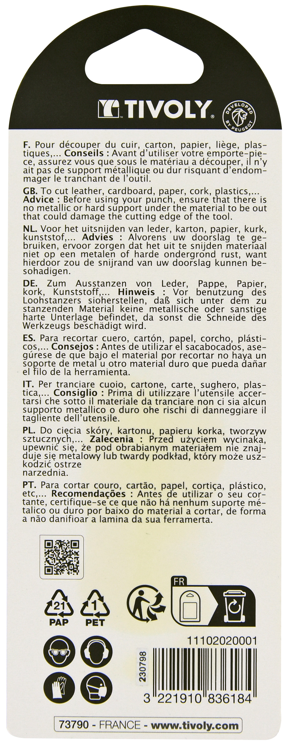 Emporte-pièces Ø 2-3-4-5 TIVOLY - 11102020001