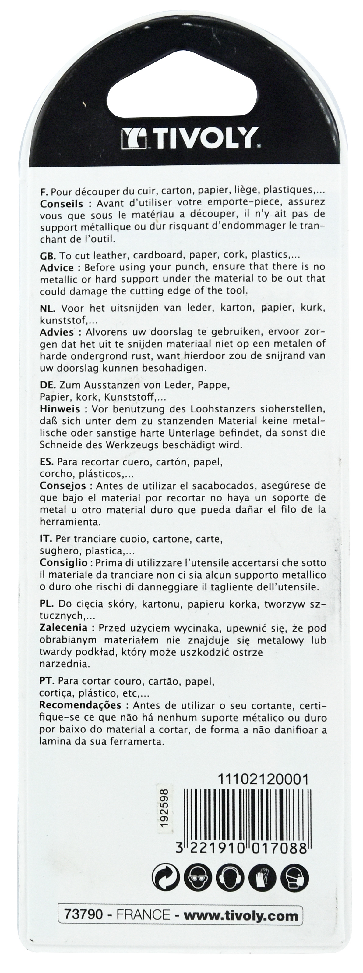 Emportes-pièces interchangeables Ø 2-3-4-5-6 TIVOLY - 11102120001