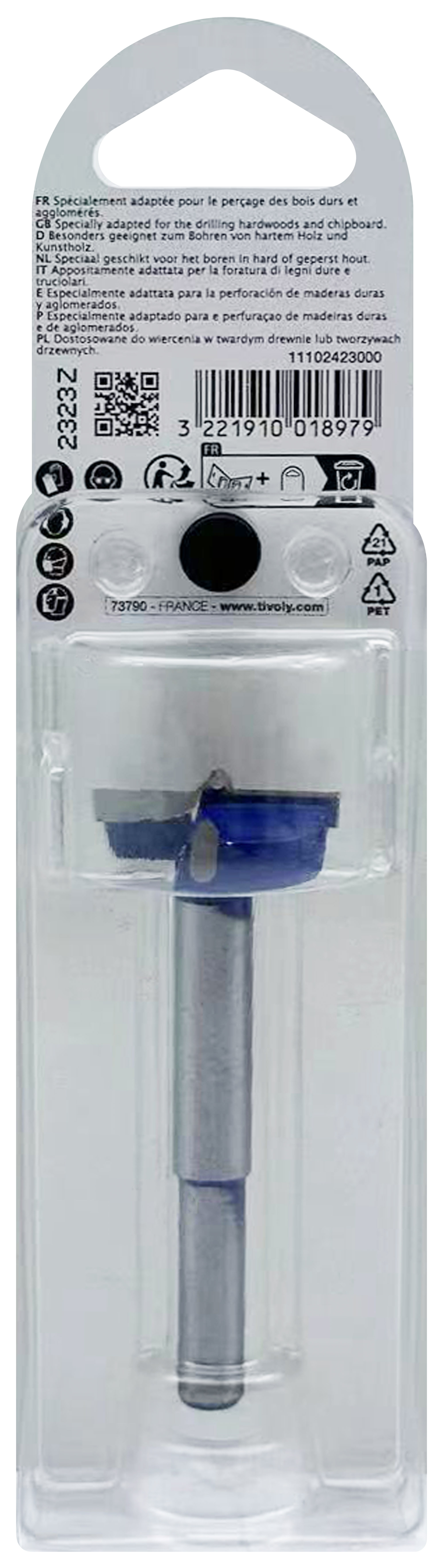 Mèche charnière -Plaquette carbure -Queue cylindrique (Blister) / L: 79.5 Ø: 30 TIVOLY - 11102423000