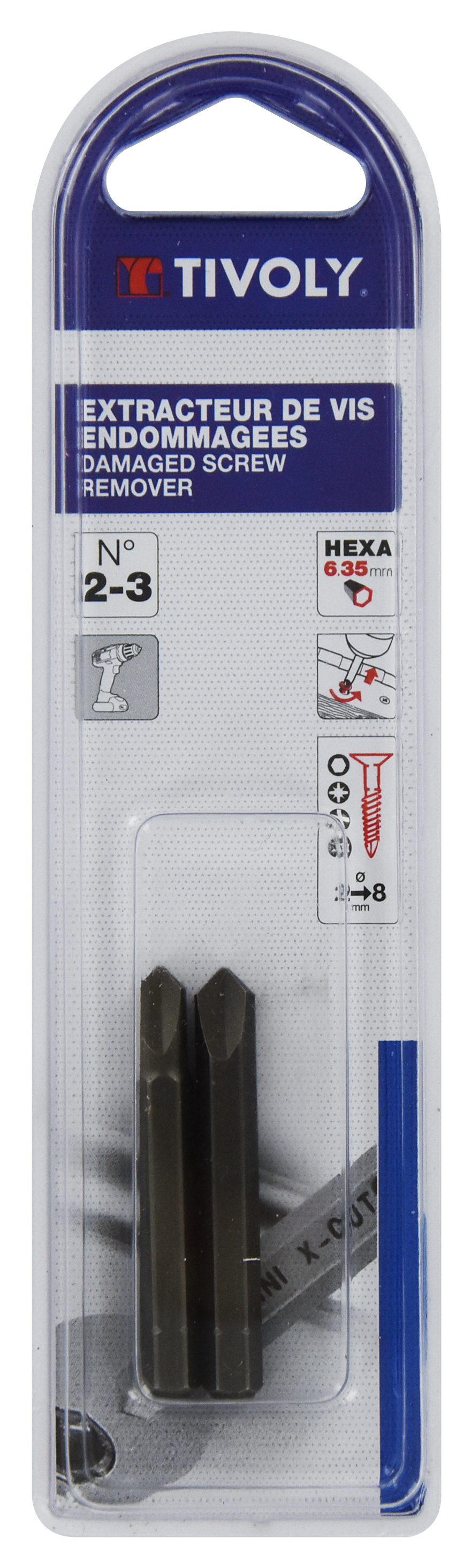 2 pièces -Extracteurs de vis Nº 2- 3 TIVOLY - 11111120002