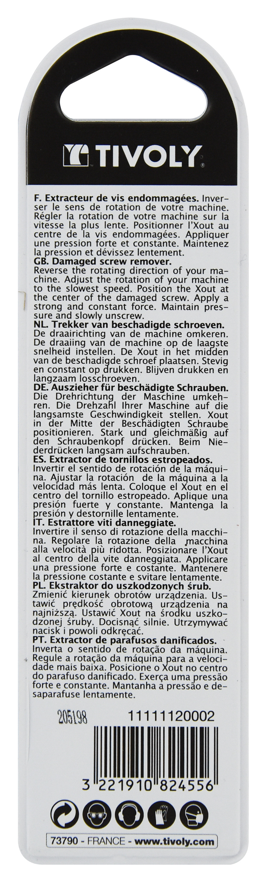 2 pièces -Extracteurs de vis Nº 2- 3 TIVOLY - 11111120002