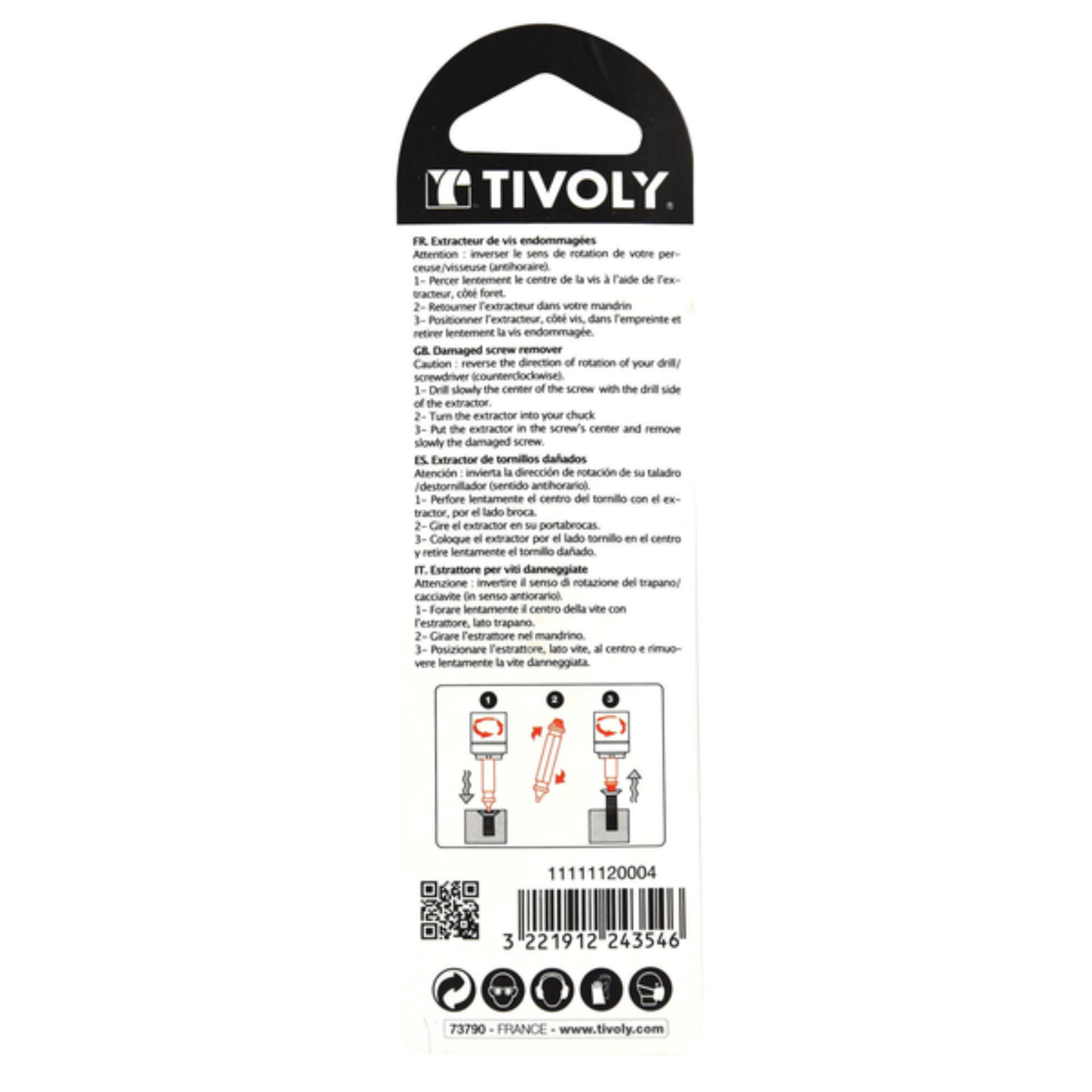 Extracteur de vis endommagées 2en1 TIVOLY 11111120004