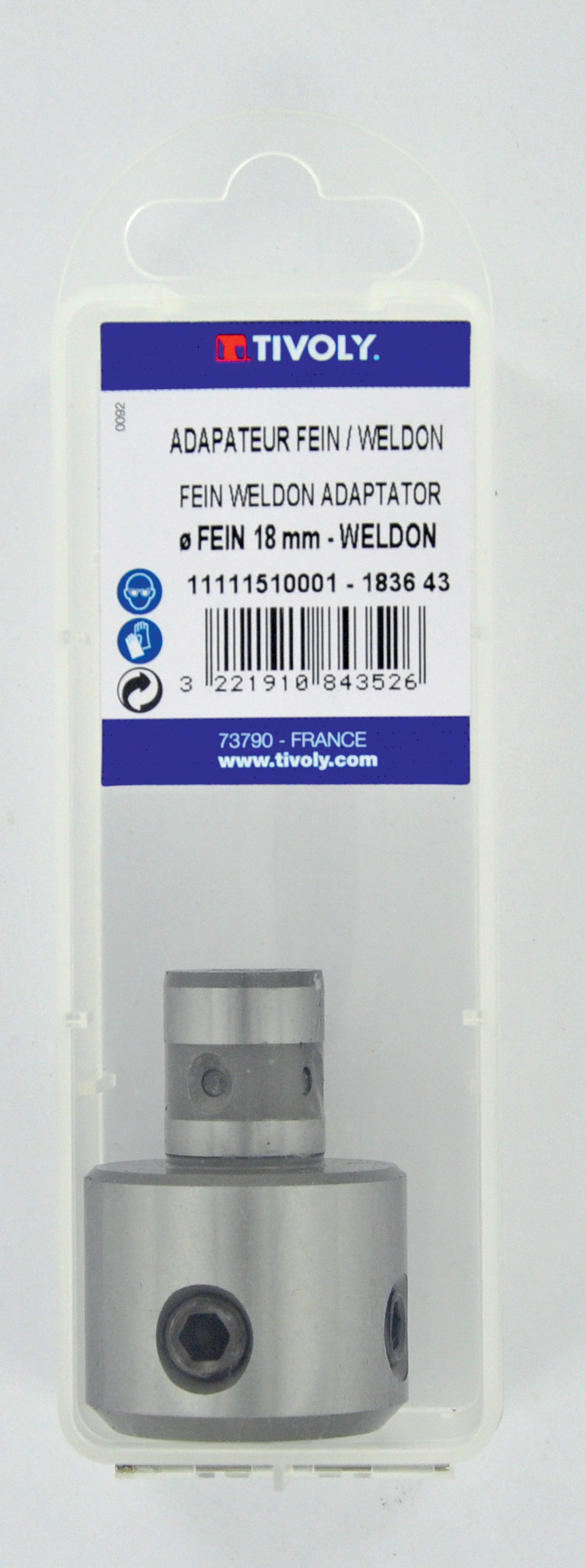 Adaptateur Fein ==> Attachement Weldon Ø 19mm TIVOLY - 11111510001