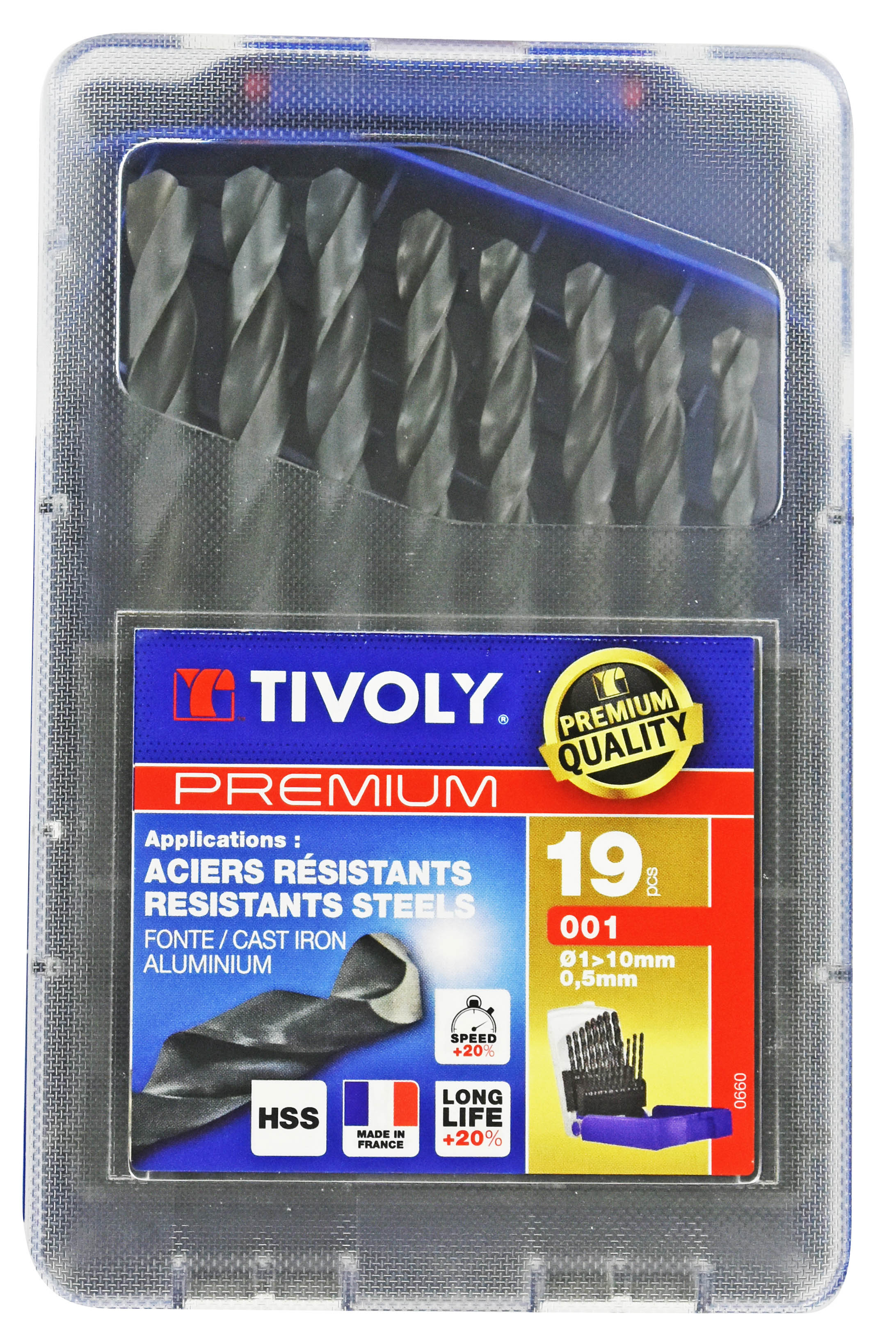 19 forets métaux HSS taillés meulés Ø 1 à 10mm par 1/2 TECHNIC TIVOLY - 11400170015