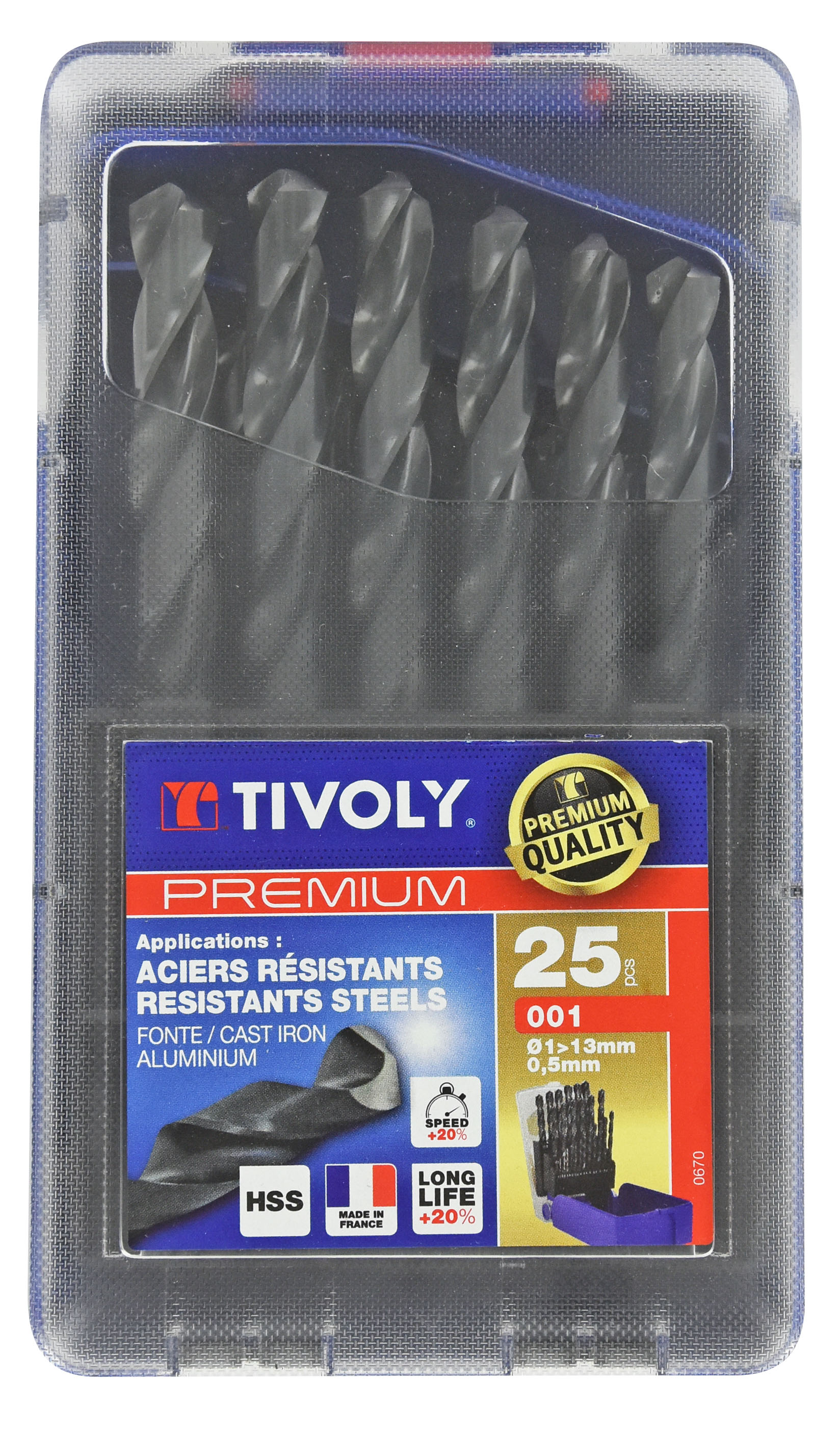 25 forets métaux HSS taillés meulés Ø 1 à 13mm par 1/2 TECHNIC TIVOLY - 11400170017