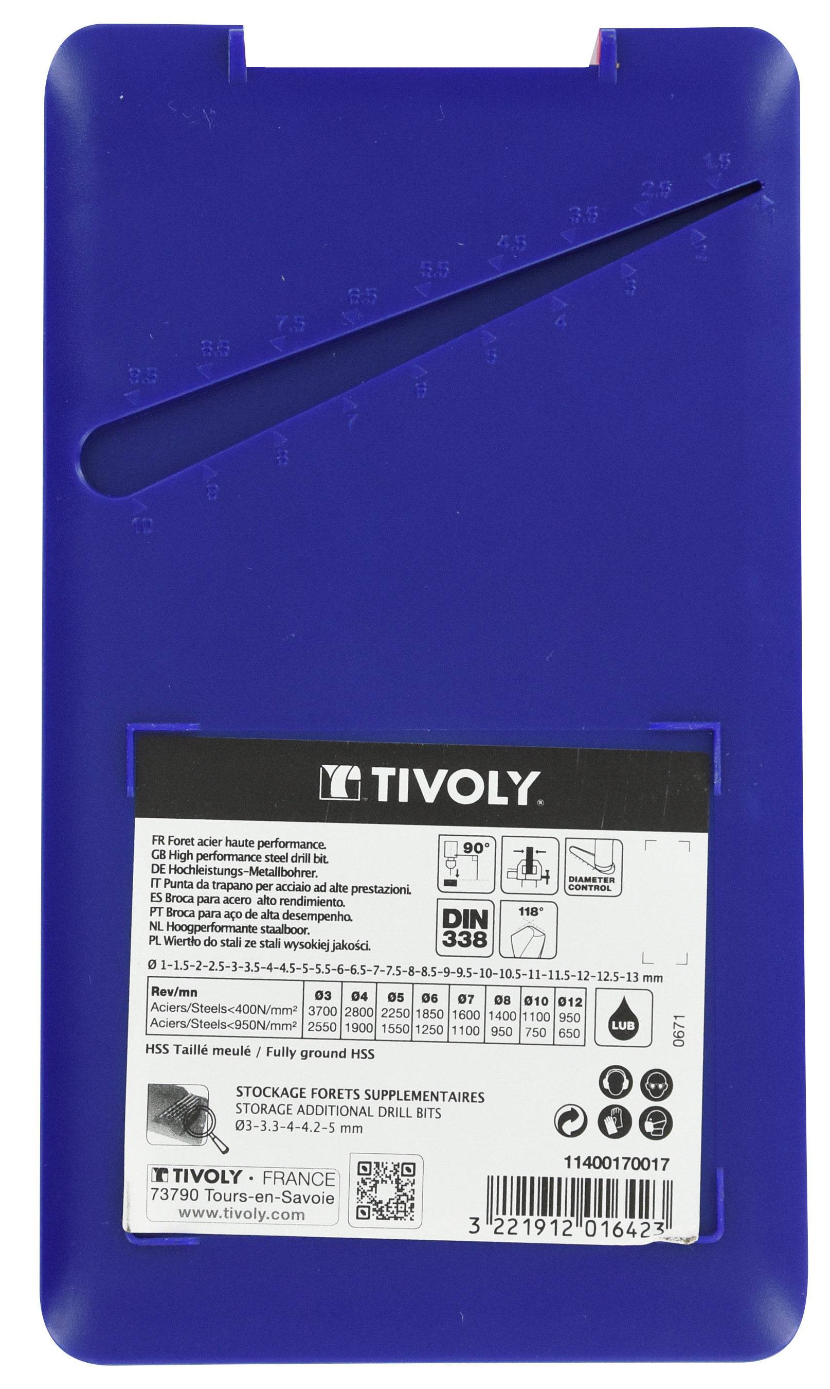 25 forets métaux HSS taillés meulés Ø 1 à 13mm par 1/2 TECHNIC TIVOLY - 11400170017