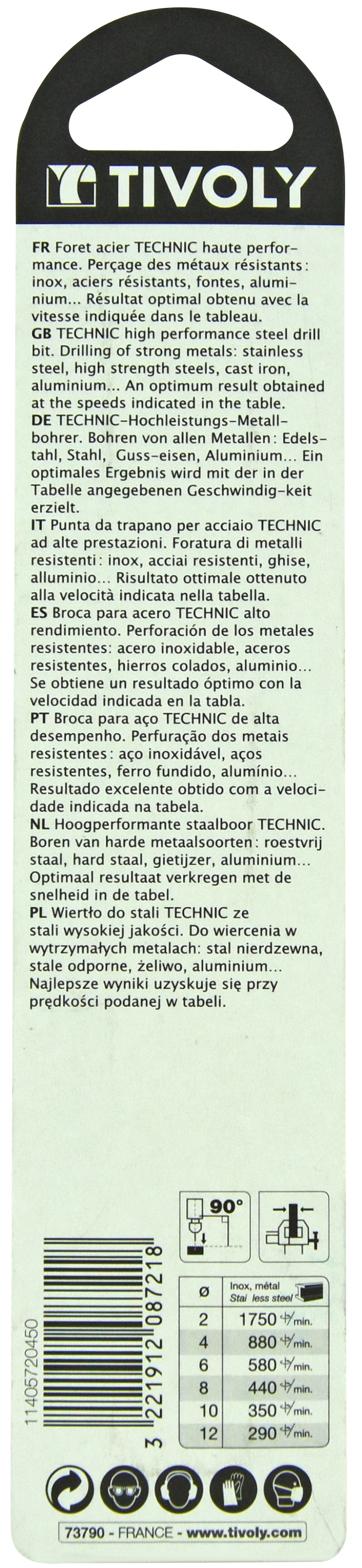 Foret métaux HSS-E5 -Revêtu GOLD -DIN340 -h8 -Série longue -Pointe en croix Ø: 4.5 L: 126 TIVOLY - 11405720450