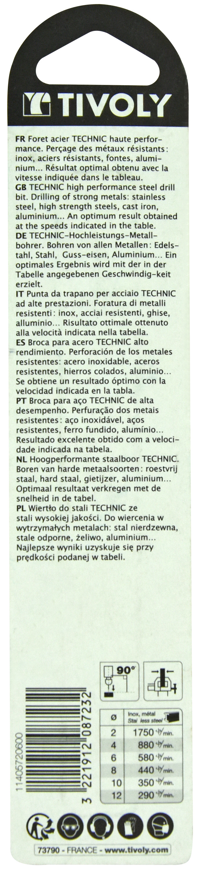 Foret métaux HSS-E5 -Revêtu GOLD -DIN340 -h8 -Série longue -Pointe en croix Ø: 6 L: 139 TIVOLY - 11405720600