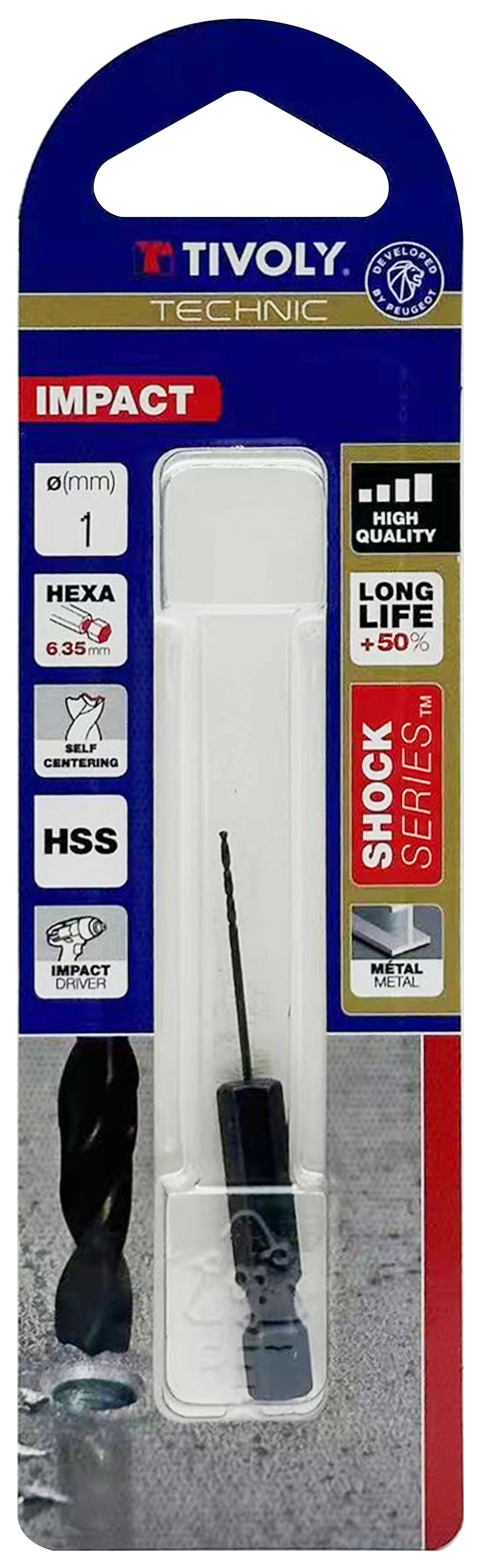 Foret métaux taillé meulé Shock Serie HSS -Revêtu STEAM -Affûtage spécial -Queue hexagonale Ø: 1 L: 61 TIVOLY - 11434320100