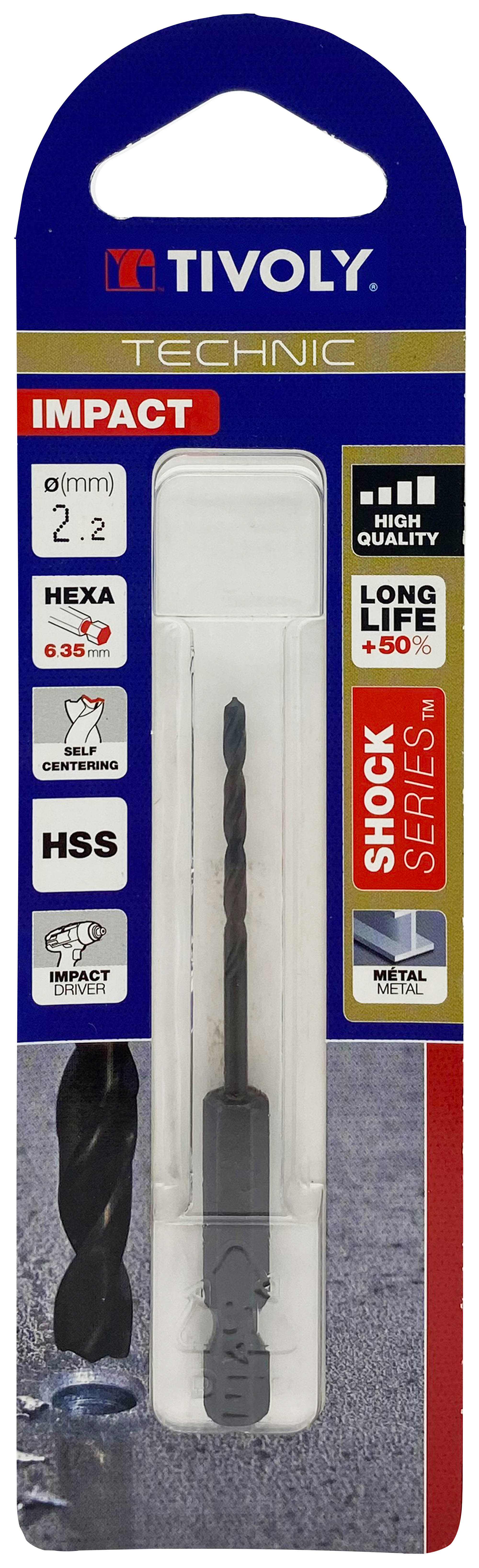 Foret métaux taillé meulé Shock Serie HSS -Revêtu STEAM -Affûtage spécial -Queue hexagonale Ø: 2.2 L: 72 TIVOLY - 11434320220