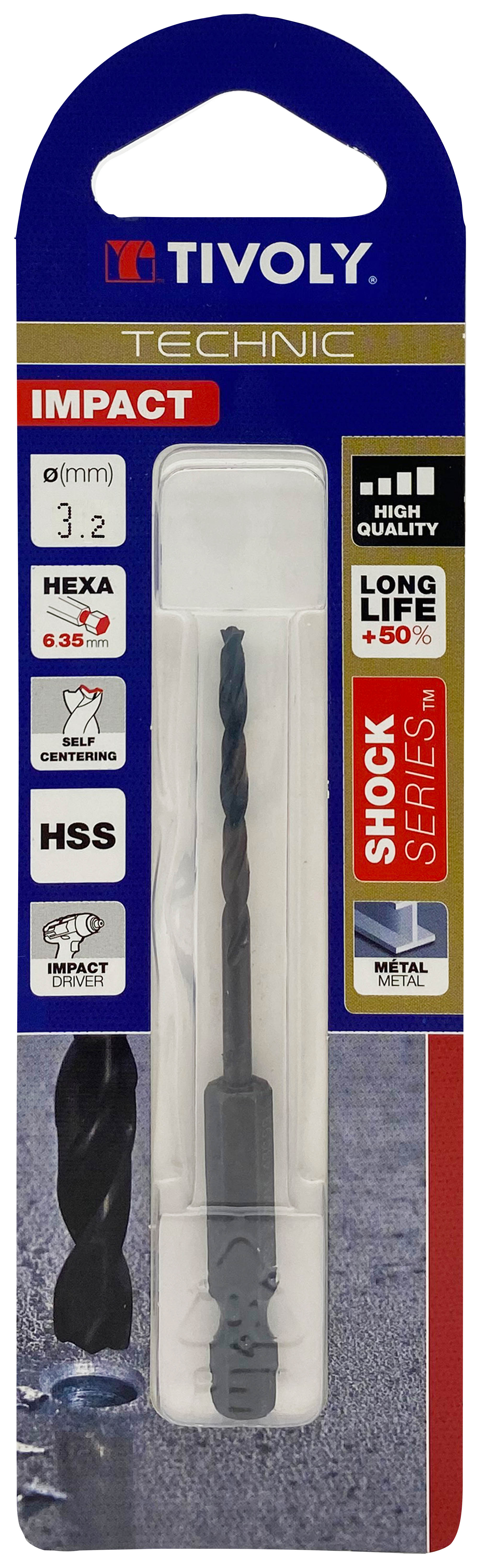 Foret métaux taillé meulé Shock Serie HSS -Revêtu STEAM -Affûtage spécial -Queue hexagonale Ø: 3.2 L: 84 TIVOLY - 11434320320