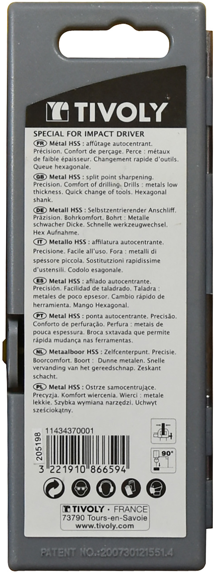 5 forets métaux HSS rectifiés queue hexagonale 6,35mm Ø 2 à 6mm TIVOLY - 11434370001