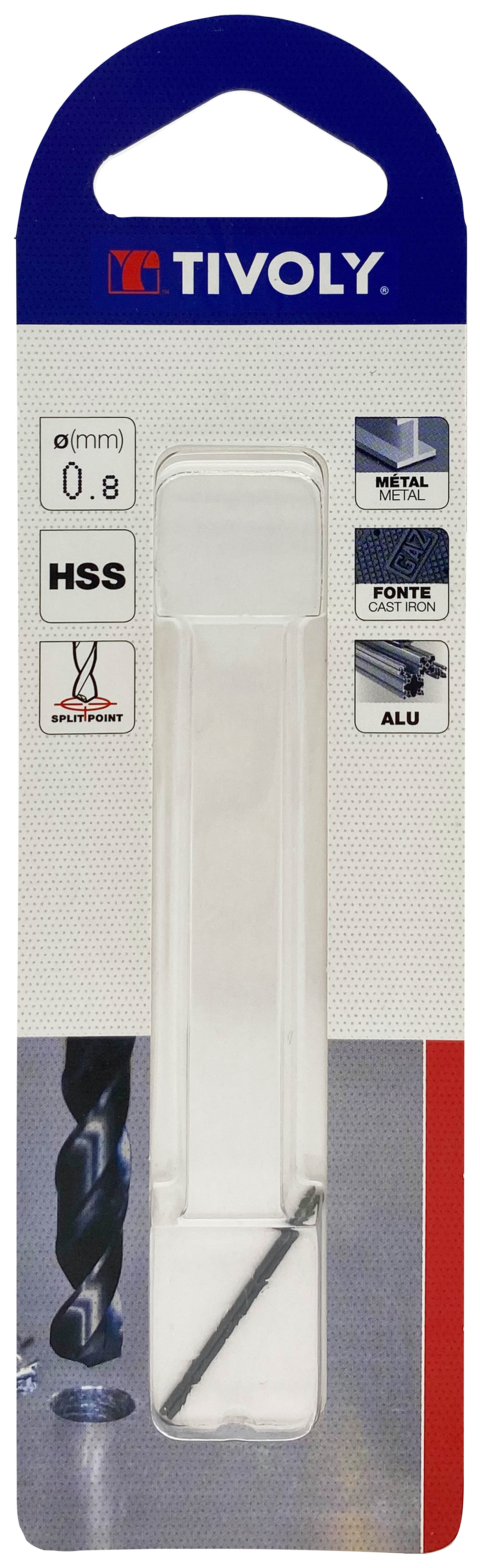 Foret métaux taillé meulé HSS -Revêtu STEAM -DIN338 -h8 -Pointe en croix Ø: 0.8 L: 30 TIVOLY - 11436720080