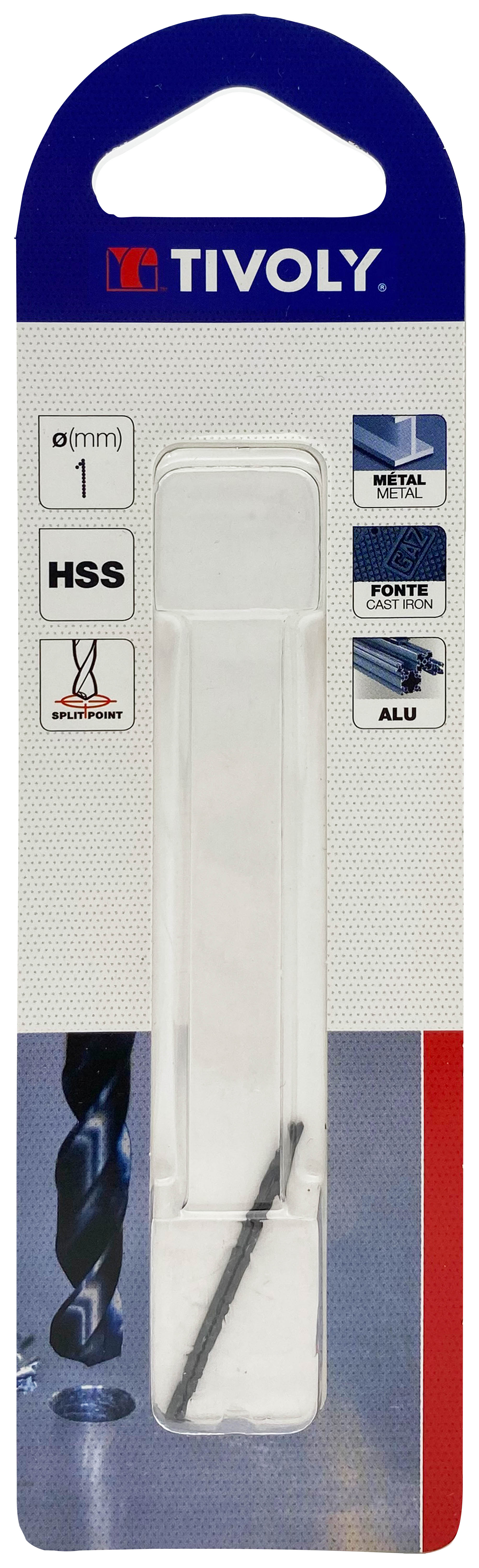 Foret métaux taillé meulé HSS -Revêtu STEAM -DIN338 -h8 -Pointe en croix Ø: 1 L: 34 TIVOLY - 11436720100