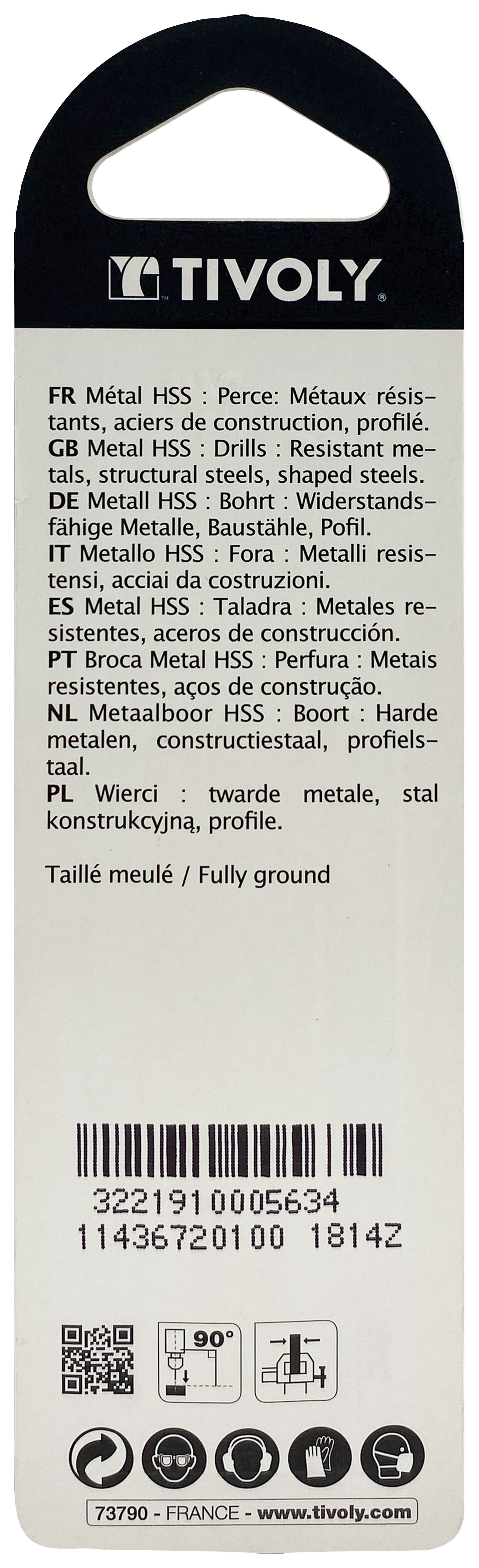 Foret métaux taillé meulé HSS -Revêtu STEAM -DIN338 -h8 -Pointe en croix Ø: 1 L: 34 TIVOLY - 11436720100