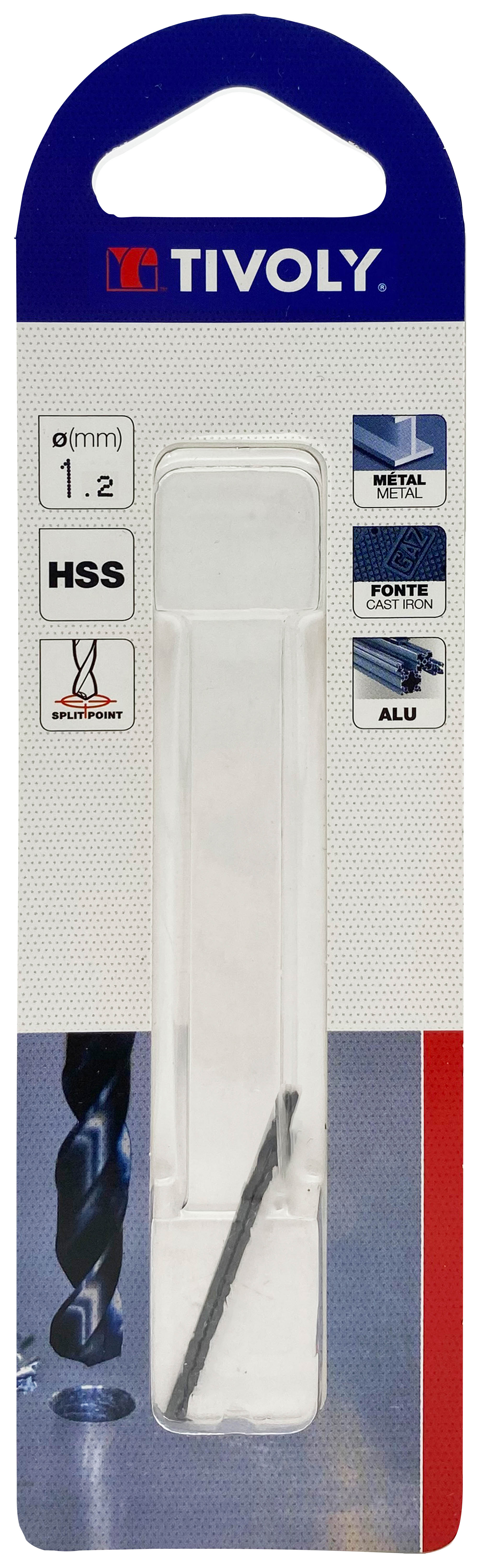 Foret métaux taillé meulé HSS -Revêtu STEAM -DIN338 -h8 -Pointe en croix Ø: 1.2 L: 38 TIVOLY - 11436720120